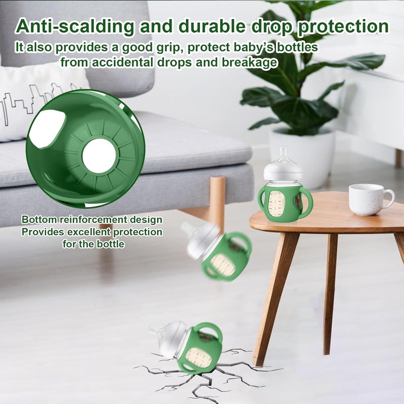 Juome Silicone Sleeves with Handles for Avent Natural Glass Baby Bottle - 3 Pack Anti Breakage Holder for Phillips Avent Baby Bottles, Compatible with Philips Avent Anti Colic Baby Bottles 4 oz - Image 2